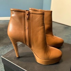 Barneys New York Nappa Leather Booties Camel Size 9.5 NIB